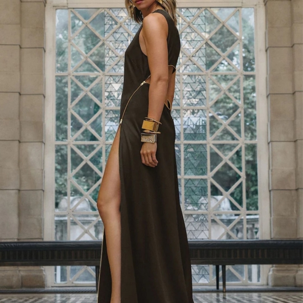 Reiss Atelier Dark Brown "Leanna" Maxi Dress Size 8 Never Worn.
